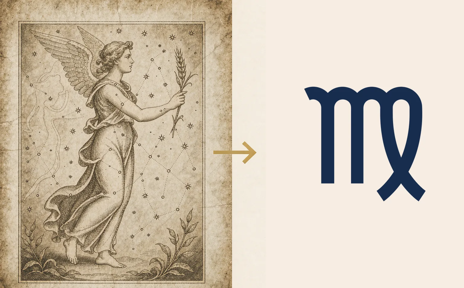 Dalla figura della fanciulla con la spiga alla semplificazione grafica del glifo ♍